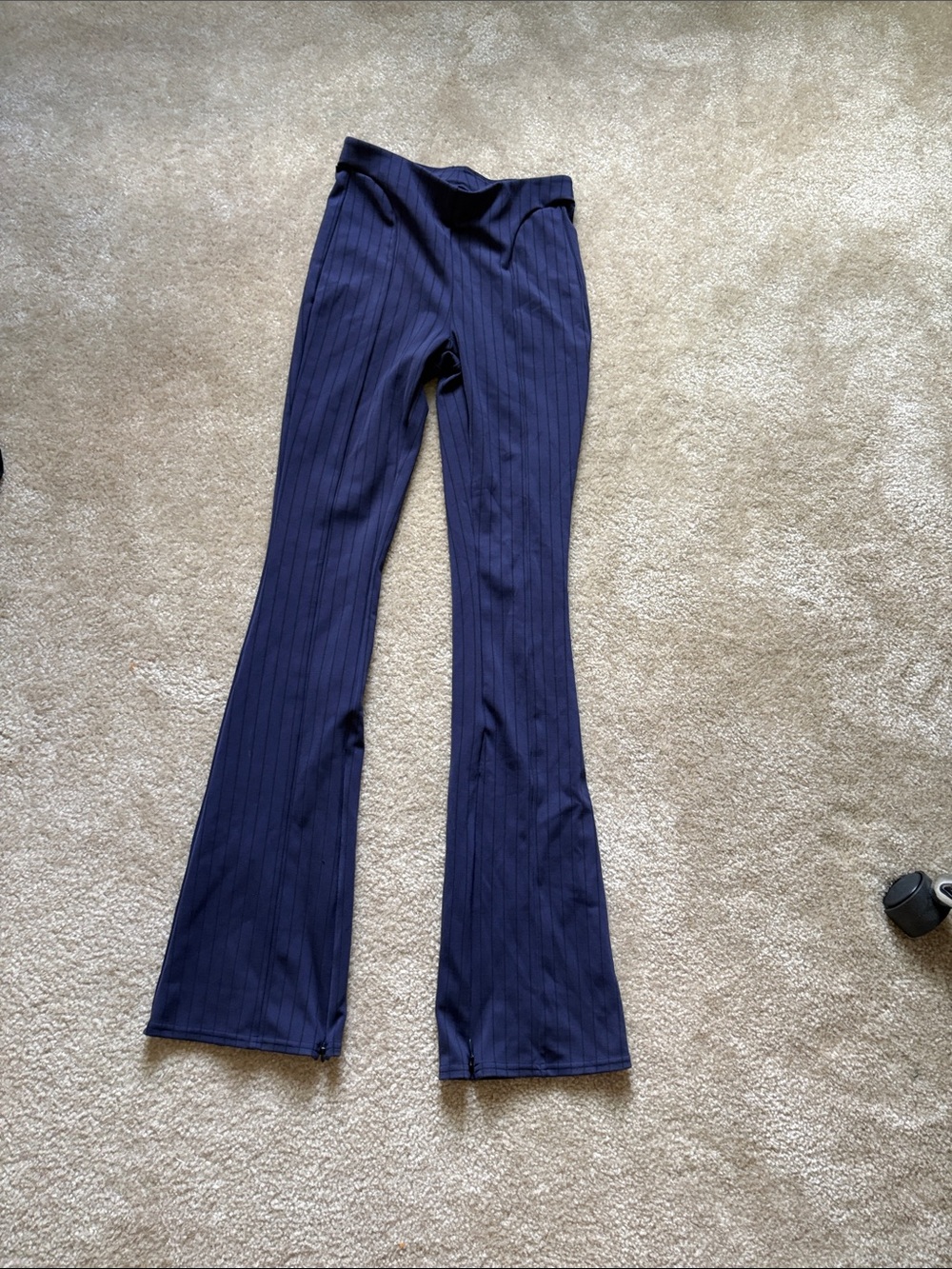 ALO high waist zip up  Navy Pinstripe Flare